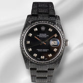 Rolex 36mm Oyster Perpetual Datejust Black Iced Out 9ct Diamond Watch Ref 116200