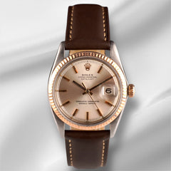 Rolex Vintage 36mm Datejust Silver Dial Steel Rose Gold Fluted Men's Watch 1601
