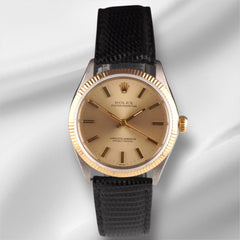 Rolex 34mm Oyster Perpetual 18K Yellow Gold & Steel Vintage Mens Watch Ref 1005