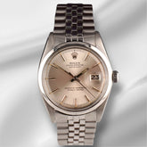 Rolex 36mm Datejust Mens Steel Smooth Folded Jubilee Silver Dial Watch 1600