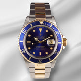 Rolex Submariner Date 40mm 18k Gold & Steel BLUE Dial Oyster Watch 16613 PAPERS