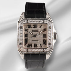 Cartier Santos 100 XL Men's Iced Out 7ct Genuine Diamonds Roman Ref 2656