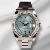 Rolex Mens Datejust II 41mm Oyster Steel Watch ICED 2ct Ice Blue Dial 126300