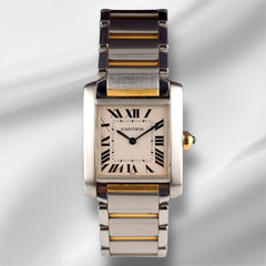 Cartier 25mm Tank Francaise Steel Yellow Gold Silver Dial Ladies Watch 2301