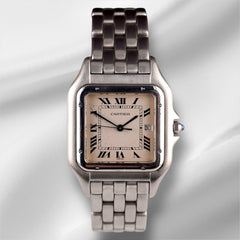 Cartier Panthere Jumbo 29mm Stainless Steel Silver Dial Mens Watch Ref 1300