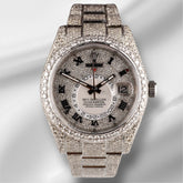 Rolex Sky-Dweller 42mm Steel Oyster Watch Iced Out 25ct Diamonds Ref 326934