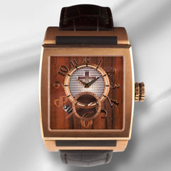 De Grisogono 40mm Instrumento 18K Rose Gold Leather Strap Men's Watch AU750