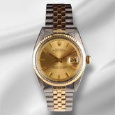 Rolex Vintage 36mm Datejust Gold Dial Steel Yellow Gold Fluted Men's Watch 1601