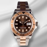 Rolex Yacht-Master 40mm Oyster 18k Rose Gold & Steel Watch Chocolate Dial 116621