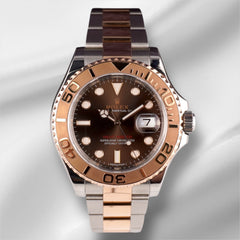 Rolex Yacht-Master 40mm Oyster 18k Rose Gold & Steel Watch Chocolate Dial 116621