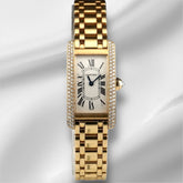 Cartier 35mm Tank Americaine 18K YG Diamond Ladies Watch 1710