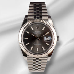 Rolex 41mm Datejust Steel White Gold Rhodium Dial Men's Watch 126334