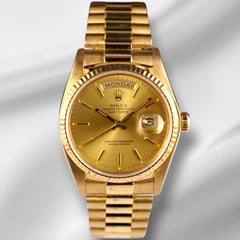 Rolex President Day-Date 36mm 18K Yellow Gold Champagne Dial Men's Watch 18038