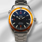 Omega 42mm Seamaster Planet Ocean Orange Bezel Steel Men's Watch 2208.50