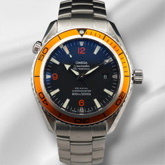 Omega 42mm Seamaster Planet Ocean Orange Bezel Steel Men's Watch 2208.50