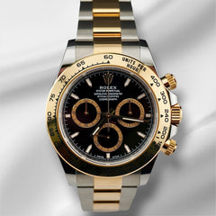 Rolex 40mm Daytona Steel 18K Yellow Gold Black Dial Men's Watch 126503