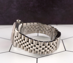 Rolex 36mm Datejust Steel Fluted Pink Palm Motif Dial Watch 16014