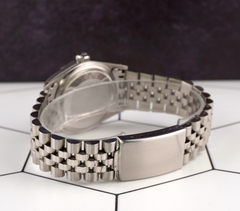 Rolex 36mm Datejust Steel Fluted Red Roman Diamond Dial Watch 16014