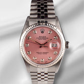 Rolex 36mm Datejust Steel Fluted Jubilee Pink Dial Watch 16014