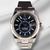 Rolex Sky-Dweller 42mm Men 18k White Gold Bezel Steel Watch Oyster Blue 326934