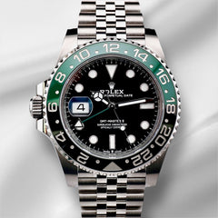 Rolex 40mm GMT MasterII Sprite Green/Black Bezel Steel Mens Watch 126720VTNR