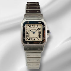 Cartier Santos Galbee 24mm Quartz Steel White Dial Ladies Watch 1565