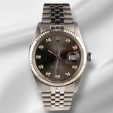 Rolex 36mm Datejust Steel Fluted Grey Dial Watch 16014
