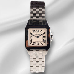 Cartier Santos 26mm Demoiselle Steel Midsize Silver Dial Ladies Watch 2701