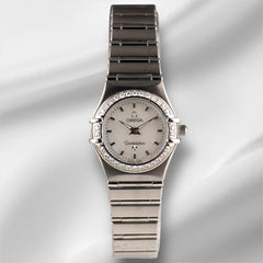 Omega 22.5mm Constellation White Mop Dial Steel Ladies Quartz Watch 1466.71.00