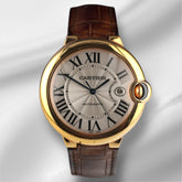 Cartier 42mm Ballon Bleu 18K Rose Gold Automatic Men's Leather Band Watch 2999