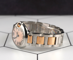 Cartier Ballon Bleu 28mm Steel Rose Gold Pink Mother of Pearl Ladies Watch 3009
