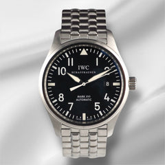 IWC 39mm Pilot Mark XVI Black Dial Stainless Steel Men's Watch IW325504