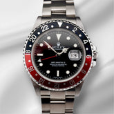 Rolex 40mm GMT MasterII Coke Black/Red Bezel Steel Black Dial Mens Watch 16710