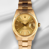 Rolex 34mm Date 18k Yellow Gold Oyster Bracelet Vintage Men's Watch 1503