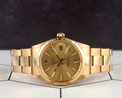 Rolex 34mm Date 18k Yellow Gold Oyster Bracelet Vintage Men's Watch 1503