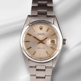 Rolex 34mm OysterDate Precision Silver Dial Vintage Steel Men's Watch 6694