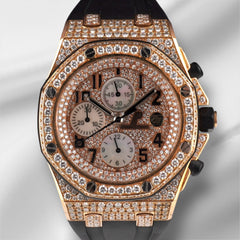 Audemars Piguet Royal Oak Offshore 42mm 18k Rose Gold Watch Iced 15ct 26470OR