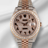 Rolex 41mm Datejust 18k Rose Gold/Steel Iced 15ct Diamonds Men's Watch 126301