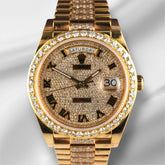 Rolex Day-Date 40mm 18k YG Iced Out 10ct Diamonds Roman Dial Watch 228238