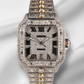 Cartier Santos 40mm Large Steel Roman Iced 20ct Diamonds SOLITAIRE Men's Watch