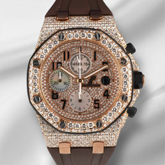 Audemars Piguet 42mm Royal Oak Offshore 18k Rose gold 17ct Diamond Watch 26470OR