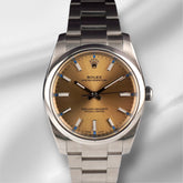 Rolex 34mm Oyster Perpetual White Grape Dial Steel Mens Watch 114200