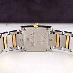 Cartier Tank Francaise 20mm Quartz Ladies 18k Gold & Steel Watch White Dial 2384