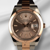 Rolex 41mm Datejust Rose Gold/Steel Everose Gold Sundust Dial Mens Watch 126301