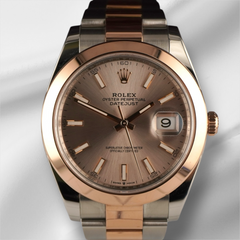 Rolex 41mm Datejust Rose Gold/Steel Everose Gold Sundust Dial Mens Watch 126301