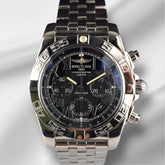 Breitling 44mm Chronomat Stainless Steel Black Dial Mens Watch AB011012