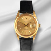 Rolex 34mm Date 18k Yellow Gold Champagne Dial Vintage Men's Watch 15038