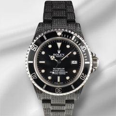 Rolex Sea-Dweller 40mm Black IcedOut 5ct Steel Men's Watch 16600