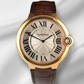 Cartier 46mm Ballon Bleu 18k Yellow Gold Automatic Silver Dial Men's Watch 3376