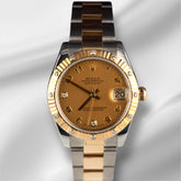 Rolex 31mm Datejust Midsize Yellow Gold Steel Goldust MOP Dial Watch 178313